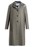 Matchesfashion.com Prada - Contrast Collar Wool Blend Coat - Womens - Grey Multi