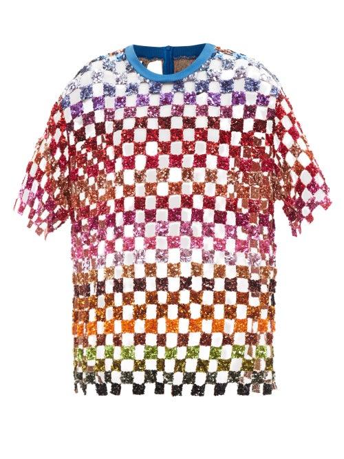 Ashish - Cut-out Oversized Jersey T-shirt - Womens - Red Multi