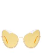 Matchesfashion.com Moy Atelier - Naked Heart Cat Eye Gold Plated Sunglasses - Womens - Yellow