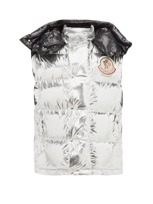Matchesfashion.com 8 Moncler Palm Angels - Logo Appliqu Down Filled Gilet - Mens - Silver