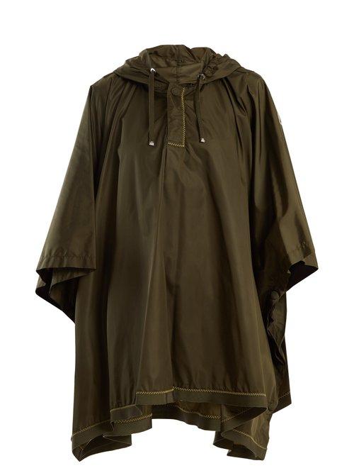 Matchesfashion.com Moncler - Hooded Contrast Stitch Cape - Womens - Khaki