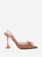 Amina Muaddi - Rosie 95 Crystal-bow Slingback Pvc Mules - Womens - Tan Multi