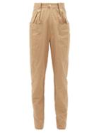 Matchesfashion.com Isabel Marant - Yerris High-rise Slubbed-cotton Trousers - Womens - Camel