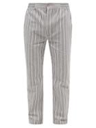 P. Le Moult - Striped Herringbone-cotton Pyjama Trousers - Mens - Grey Stripe