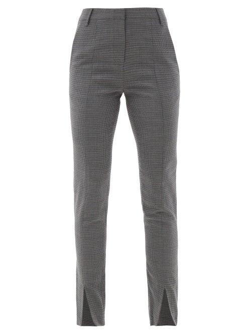 Matchesfashion.com Tibi - Auguste Slit-cuff Checked-twill Suit Trousers - Womens - Grey