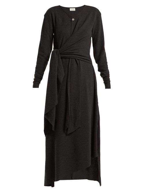 Matchesfashion.com Lemaire - Knotted Wool Blend Midi Dress - Womens - Dark Grey