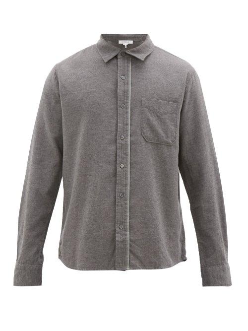 Matchesfashion.com Frame - Brushed Cotton Flannel Shirt - Mens - Grey