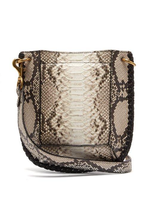 Matchesfashion.com Isabel Marant - Nasko Python Effect Leather Cross Body Bag - Womens - Grey Multi