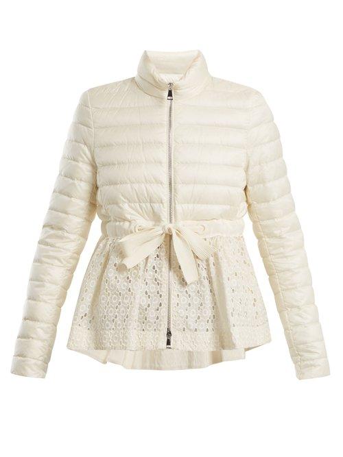 Matchesfashion.com Moncler - Serpentine Quilted Down Embroidered Jacket - Womens - White