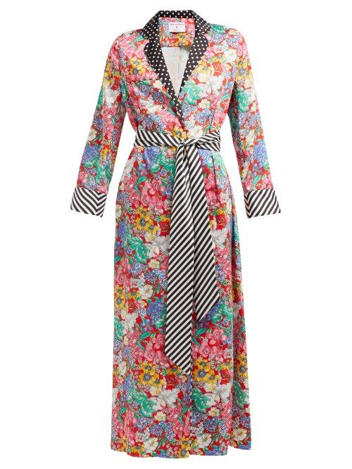 Matchesfashion.com Racil - X Aquazzura Amalfi Belted Floral Print Satin Dress - Womens - Multi