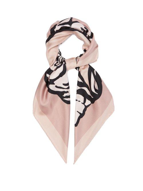 Matchesfashion.com Valentino - Tiger Print Silk Scarf - Womens - Light Pink