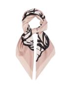 Matchesfashion.com Valentino - Tiger Print Silk Scarf - Womens - Light Pink