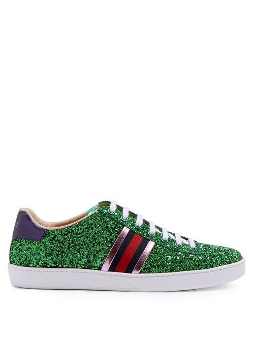 Matchesfashion.com Gucci - New Ace Glitter Covered Trainers - Womens - Green