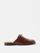 Gucci - Horsebit Leather Backless Loafers - Mens - Brown