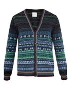 Paul Smith Long-sleeved Wool-blend Fair Isle Knit Cardigan