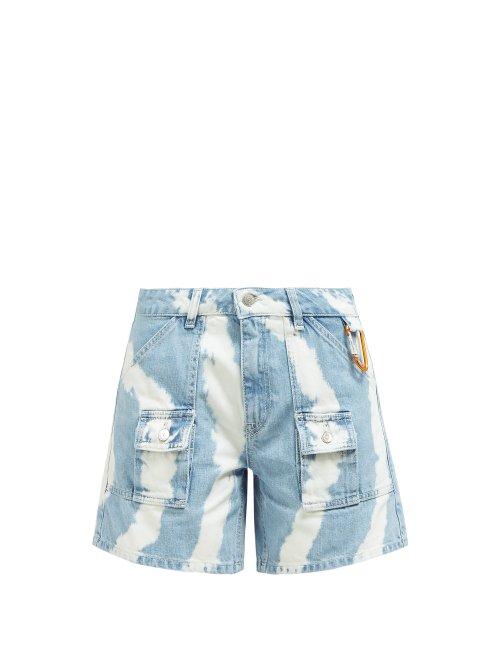 Matchesfashion.com Ganni - Blackstone Bleached Denim Shorts - Womens - Denim