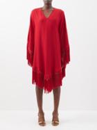 Taller Marmo - Gloria Fringed Crepe Kaftan Dress - Womens - Red