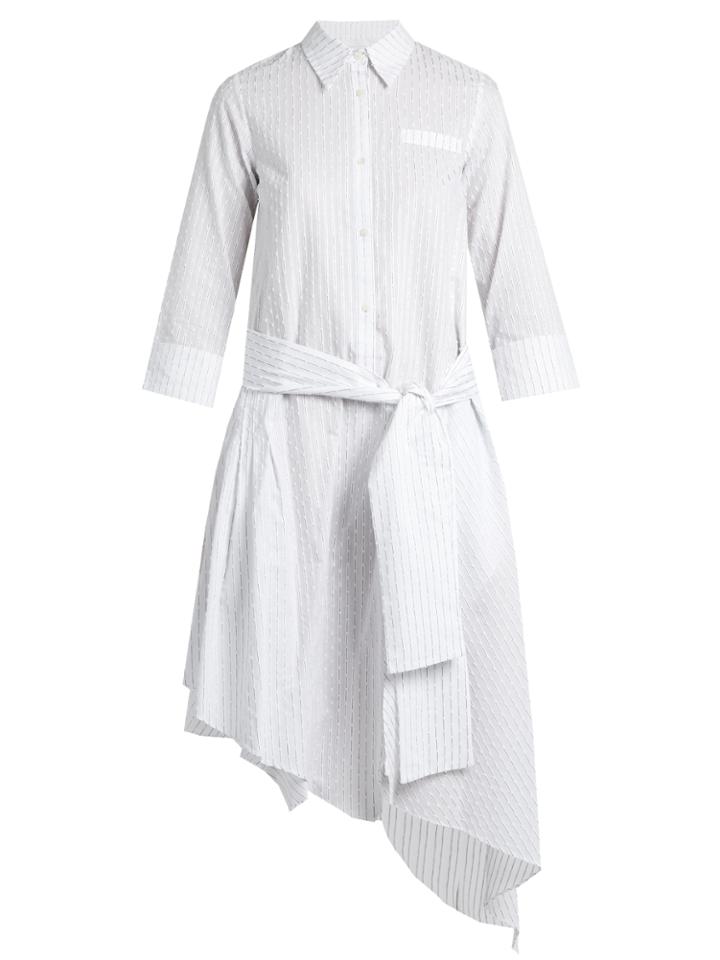 Osman Layla Asymmetric-hem Striped Cotton Dress