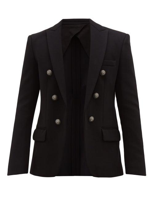 Matchesfashion.com Balmain - Double Breasted Basketweave Blazer - Mens - Black