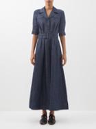Gabriela Hearst - Simone Belted Linen-denim Shirt Dress - Womens - Dark Navy