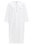 Matchesfashion.com Ganni - Ruffled-collar Poplin Shirt Dress - Womens - White