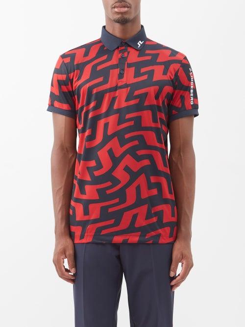J.lindeberg - Tour Tech Logo-print Polo Shirt - Mens - Red Navy
