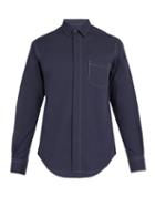 Matchesfashion.com Cobra S.c. - Contrast Topstitching Cotton Shirt - Mens - Navy