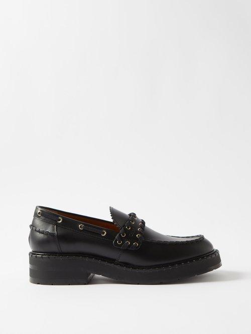 Chlo - Noua Lace-embellished Leather Penny Loafers - Womens - Black