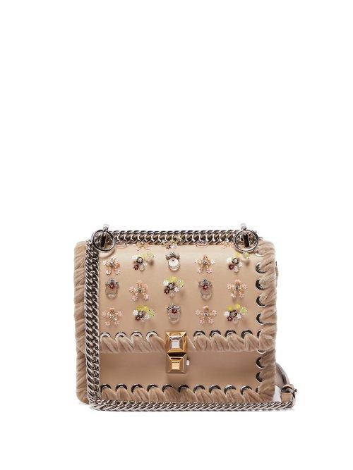 Matchesfashion.com Fendi - Kan I Whipstitched Leather Cross Body Bag - Womens - Light Pink