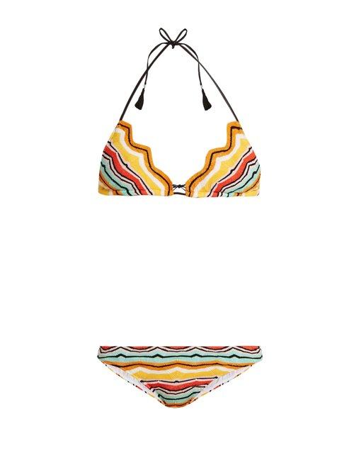 Matchesfashion.com Missoni Mare - Zigzag Edged Striped Bikini - Womens - Yellow Multi