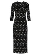 Matchesfashion.com Erdem - Evanna Floral-embroidered Jersey Dress - Womens - Black Print