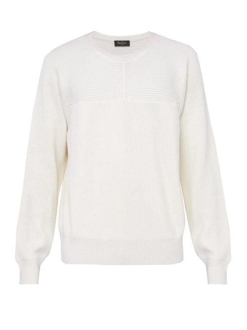 Matchesfashion.com Berluti - Crew Neck Wool, Silk And Cashmere Blend Sweater - Mens - White