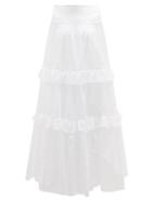 Matchesfashion.com Erdem - Adrina Cotton Broderie-anglaise Maxi Skirt - Womens - White