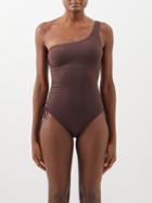 Melissa Odabash - Bodrum Ruched One-shoulder Swimsuit - Womens - Dark Brown
