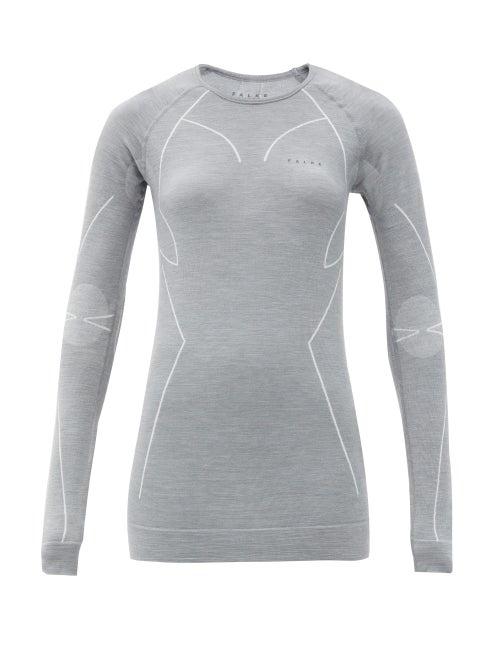 Matchesfashion.com Falke - Technical Merino Wool-blend Jersey Ski Top - Womens - Grey