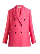 Matchesfashion.com Valentino - Silk Blend Double Breasted Blazer - Womens - Pink