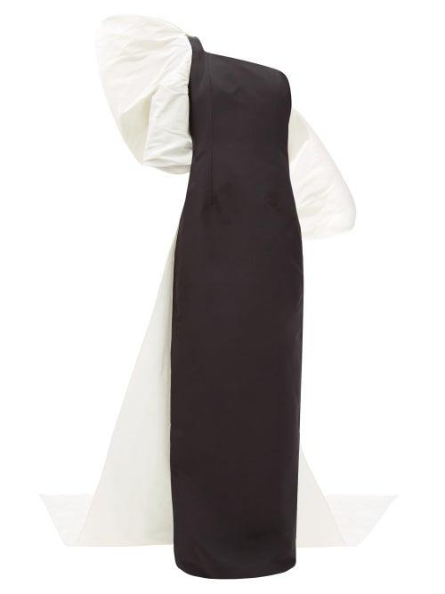 Matchesfashion.com Carolina Herrera - Exaggerated-bow Silk-faille Gown - Womens - Black White