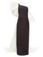 Matchesfashion.com Carolina Herrera - Exaggerated-bow Silk-faille Gown - Womens - Black White