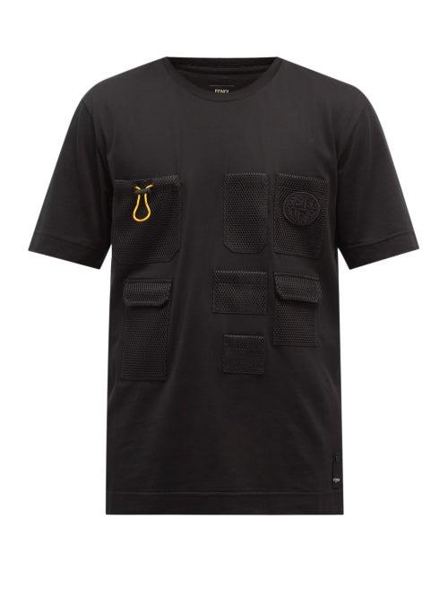 Fendi - Patch-pocket Cotton-jersey T-shirt - Mens - Black