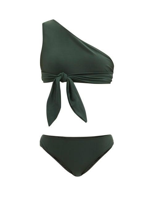 Matchesfashion.com Adriana Degreas - One-shoulder Self-ties Bikini - Womens - Dark Green