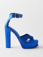 Alexander Mcqueen - Butterfly Satin Platform Sandals - Womens - Blue Silver