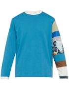 Matchesfashion.com Acne Studios - Stripe Panelled Cotton T Shirt - Mens - Blue
