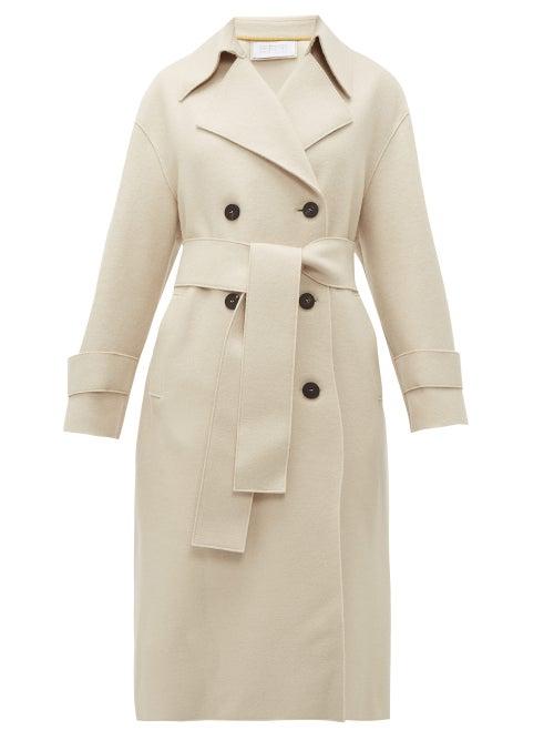 Matchesfashion.com Harris Wharf London - Double Breasted Pressed Wool Trench Coat - Womens - Ivory