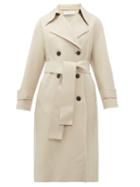 Matchesfashion.com Harris Wharf London - Double Breasted Pressed Wool Trench Coat - Womens - Ivory