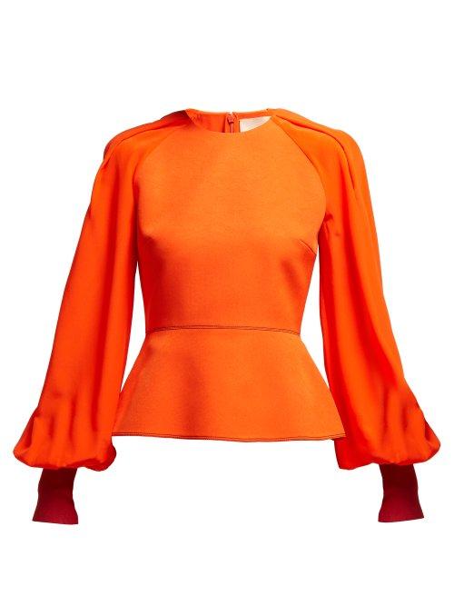 Matchesfashion.com Roksanda - Alana Fluted Silk Blend Crepe De Chine Top - Womens - Red