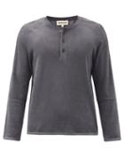 Matchesfashion.com Maran - Cotton-terry Henley Top - Mens - Dark Grey
