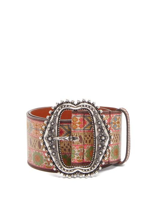 Matchesfashion.com Etro - Floral-jacquard Leather Waist Belt - Womens - Multi