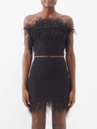 Staud - Nellie Feather-trimmed Bandeau Top - Womens - Black