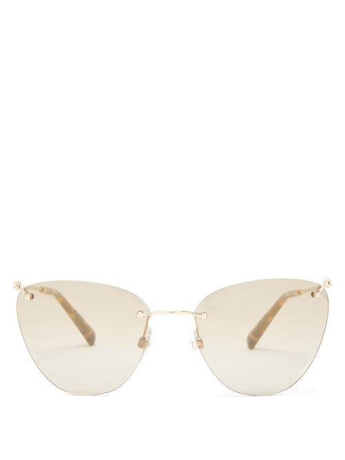 Matchesfashion.com Valentino - Rimless Cat Eye Sunglasses - Womens - Gold