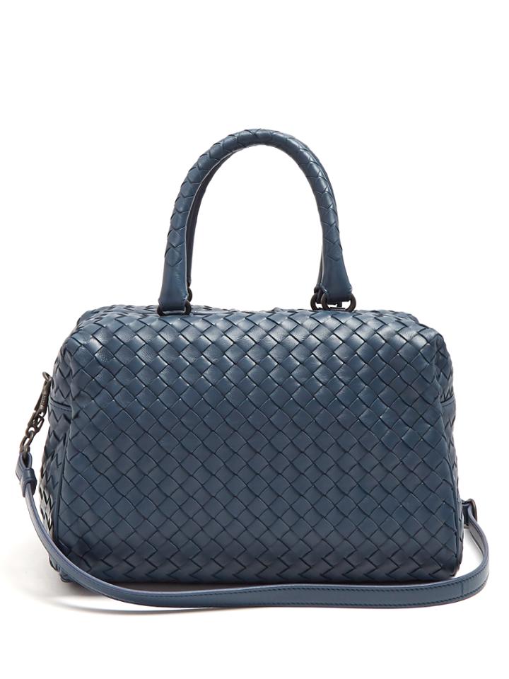 Bottega Veneta Boston Small Intrecciato Leather Bag